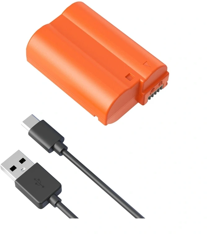 Oranžinis „SmallRig 4966 EN-EL15c“ įkraunama USB-C kameros baterija, oranžinė
