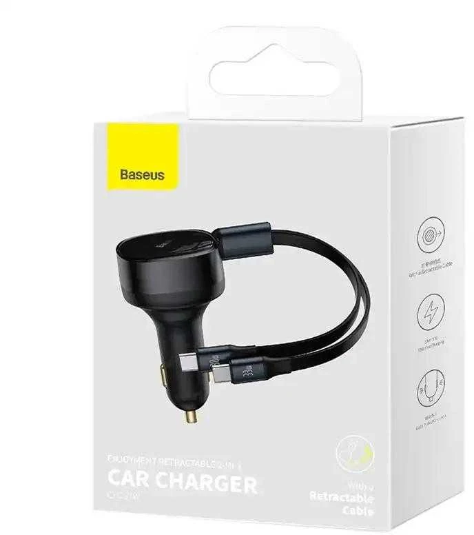 Automobilinis įkroviklis Baseus Enjoyment su kabeliu USB-C, 33W (juodas)