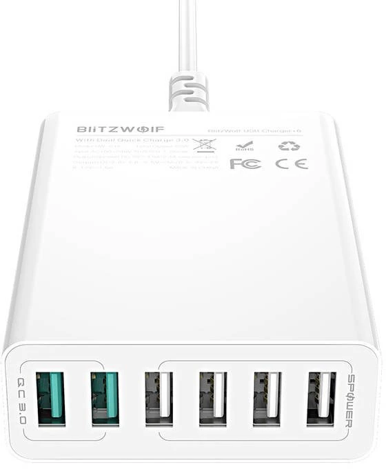 Blitzwolf BW-S15 įkroviklis 6x USB, QC 3.0, 60 W (baltas)