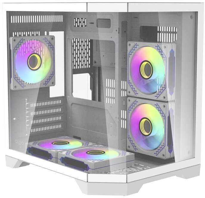 Darkflash Darflash FT350 kompiuterio dėklas + 5 aRGB ventiliatoriai (balti)