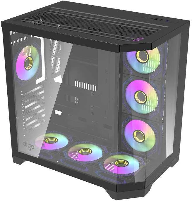 Darkflash Darflash FT418 PRO kompiuterio dėklas + 7 aRGB ventiliatoriai (juodi)