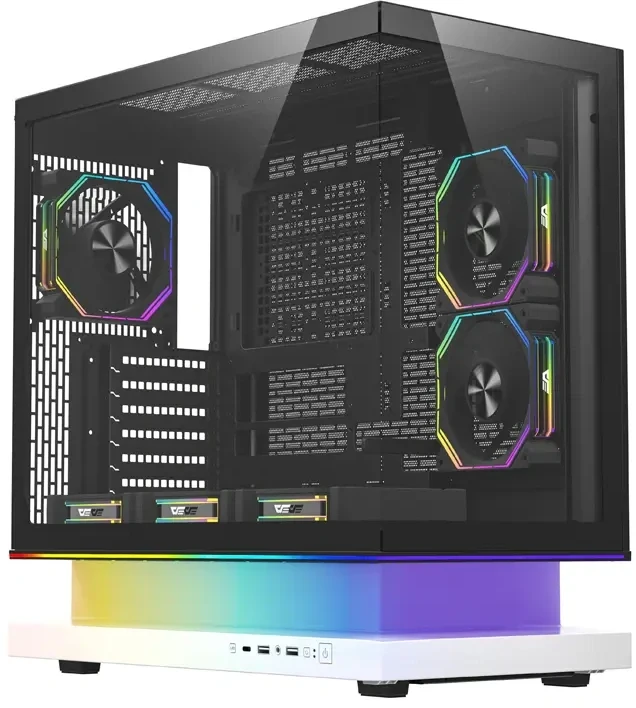 DarkFlash F1 ATX Computer Case + 6 Fans (Baltas)