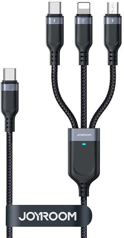 Daugiafunkcinis laidas, serija 3w1 Joyroom USB-A – Lightning / USB-C / mikro USB 1.2 m S-A18 (puikus)
