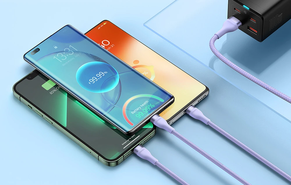 3in1 USB laidas Baseus Flash Series II, USB-C + mikro USB + Lightning, 66 W, 1.2 m (violetinė) aprašymas - Prekės nuotrauka 3in1 USB laidas Baseus Flash Series II, USB-C + mikro USB + Lightning, 66 W, 1.2 m (violetinė) aprašymas - Prekės nuotrauka