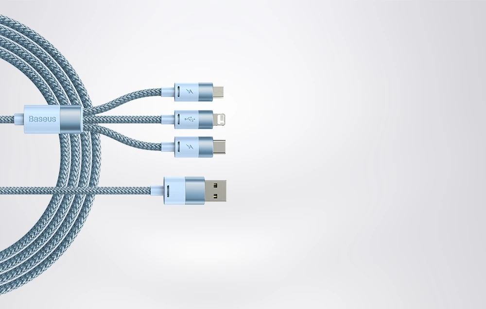 3in1 USB laidas Baseus StarSpeed Series, USB-C + Micro + Lightning 3.5A, 1.2m (mėlyna) aprašymas - Prekės nuotrauka 3in1 USB laidas Baseus StarSpeed Series, USB-C + Micro + Lightning 3.5A, 1.2m (mėlyna) aprašymas - Prekės nuotrauka