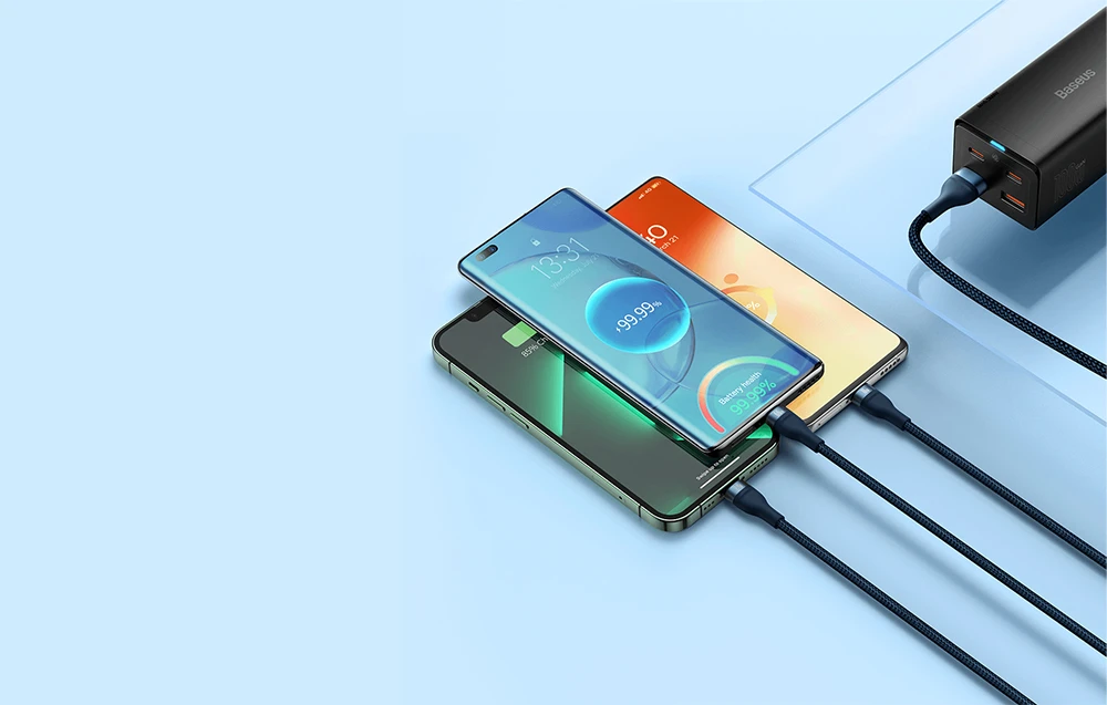 Baseus Flash 3 su 1-ben USB įkrovikliu, USB-C + Micro USB + Lightning 66 W, 1.2 m (kek) aprašymas - Prekės nuotrauka