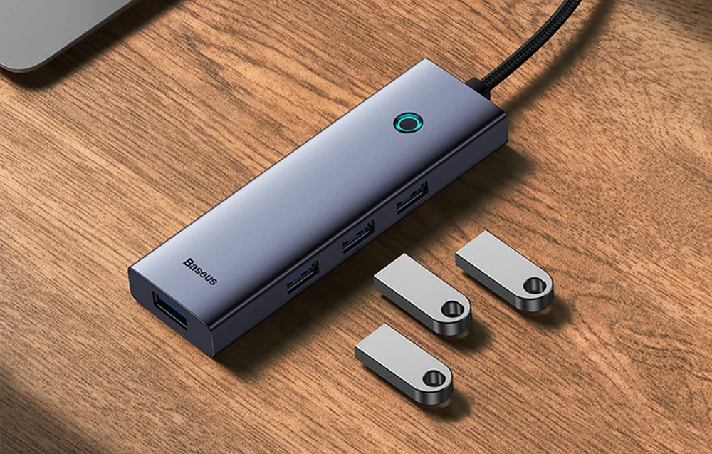 4in1 Hub Baseus UltraJoy USB-C iki USB 3.0 (pilka erdvė) aprašymas - Prekės nuotrauka