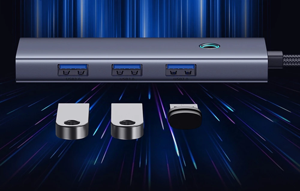 4in1 Hub Baseus UltraJoy USB-C iki USB 3.0 (pilka erdvė) aprašymas - Prekės nuotrauka