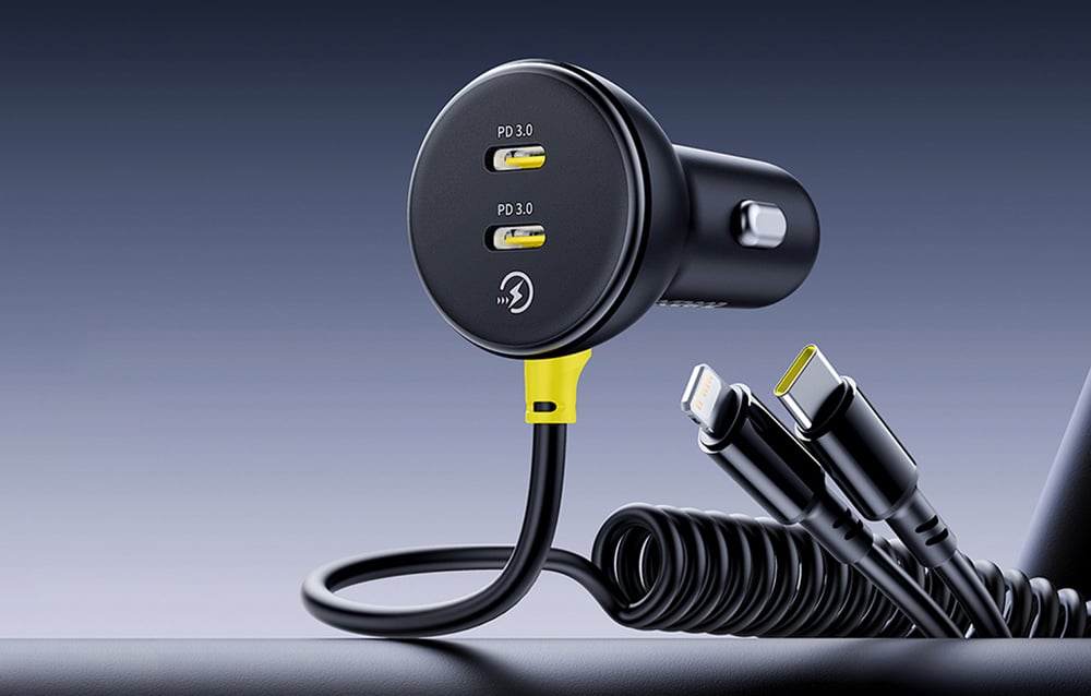 60 W „Baseus“ USB-C automobilinis įkroviklis „Lightning“