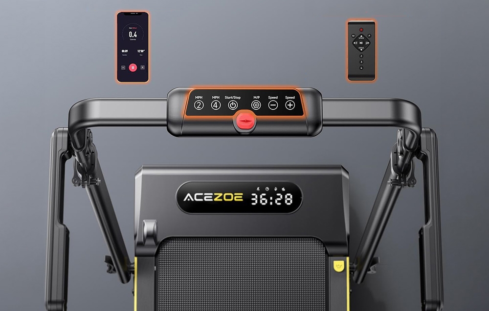 ACEZOE P20 sulankstomas elektrinis bėgimo takelis (juodas ir geltonas) aprašymas - Prekės nuotrauka