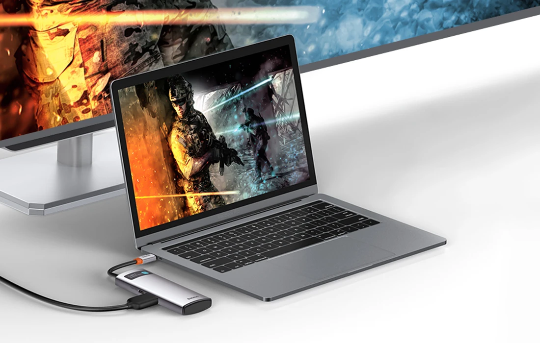 Baseus adapteris 5in1 USB-C šakotuvas 3x USB 3.0 + HDMI + USB-C PD aprašymas - Prekės nuotrauka