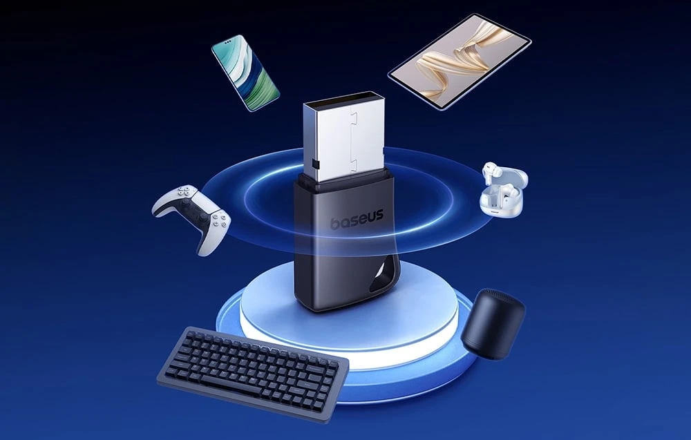Adapteris Baseus (BA04+) Bluetooth 5.4 USB juodas aprašymas - Prekės nuotrauka