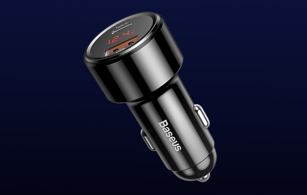 Dėklas Baseus Magic USB + USB-C QC 4.0 PD 45W automobilinis įkroviklis - juodas aprašymas - Prekės nuotrauka