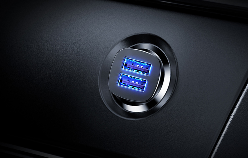 Baseus Square automobilinis įkroviklis 2xUSB QC3.0 5A 30W - Juodas aprašymas - Prekės nuotrauka
