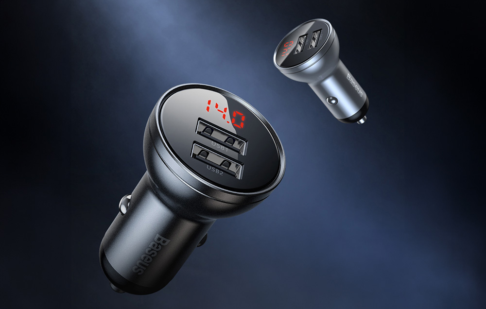 Baseus 2xUSB 4.8A automobilinis įkroviklis 24W - Pilkas aprašymas - Prekės nuotrauka Baseus 2xUSB 4.8A automobilinis įkroviklis 24W - Pilkas aprašymas - Prekės nuotrauka