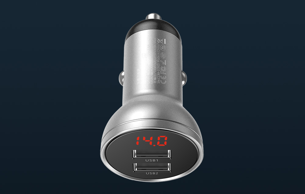 Baseus Automobilinis įkroviklis 2xUSB 4.8A 24 W - Sidabrinis aprašymas - Prekės nuotrauka