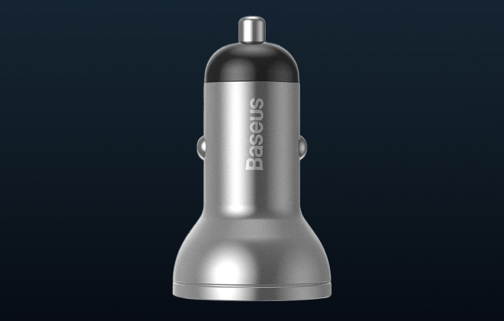 Baseus Automobilinis įkroviklis 2xUSB 4.8A 24 W - Sidabrinis aprašymas - Prekės nuotrauka