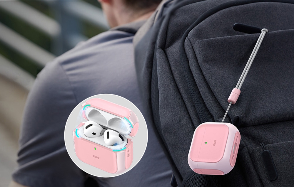 Apple AirPods 4 ESR Orbit Halolock MagSafe dėklas jūsų ausinėms rožinės spalvos aprašymas - Prekės nuotrauka Apple AirPods 4 ESR Orbit Halolock MagSafe dėklas jūsų ausinėms rožinės spalvos aprašymas - Prekės nuotrauka