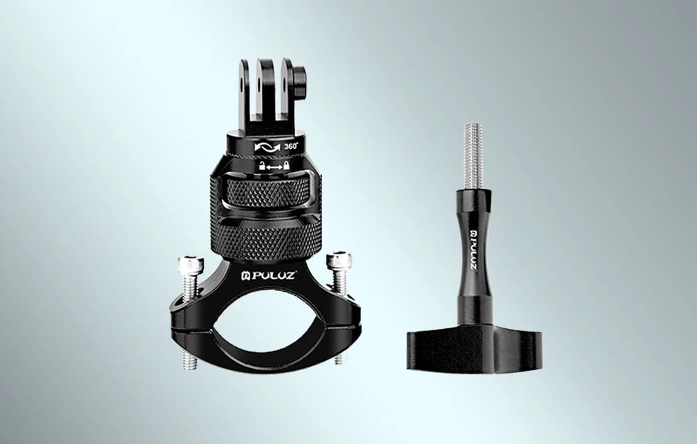 Aluminum 360° PULUZ Steering Wheel Mount for Sports Cameras (Juodas) aprašymas - Prekės nuotrauka