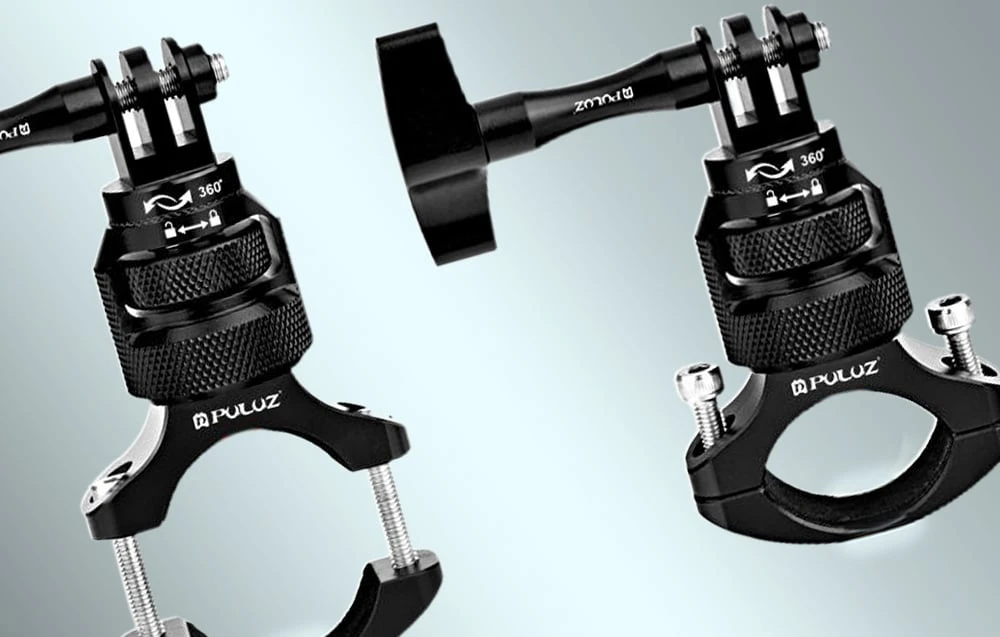 Aluminum 360° PULUZ Steering Wheel Mount for Sports Cameras (Juodas) aprašymas - Prekės nuotrauka