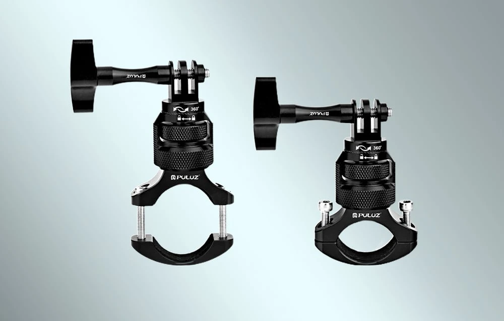 Aluminum 360° PULUZ Steering Wheel Mount for Sports Cameras (Juodas) aprašymas - Prekės nuotrauka
