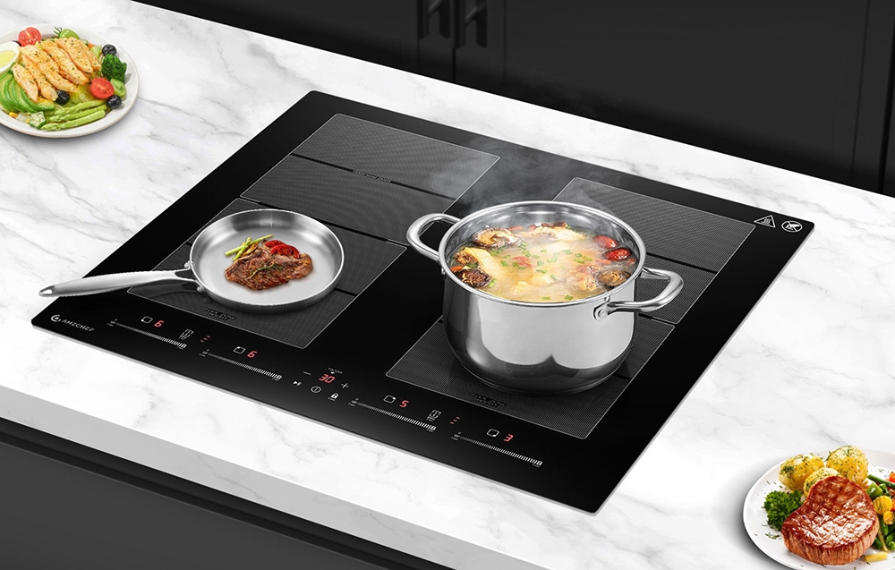 Kaitlentė AMZCHEF CE-FS-I74S-FFDD10 Induction Cooktop, 4 zones aprašymas - Prekės nuotrauka