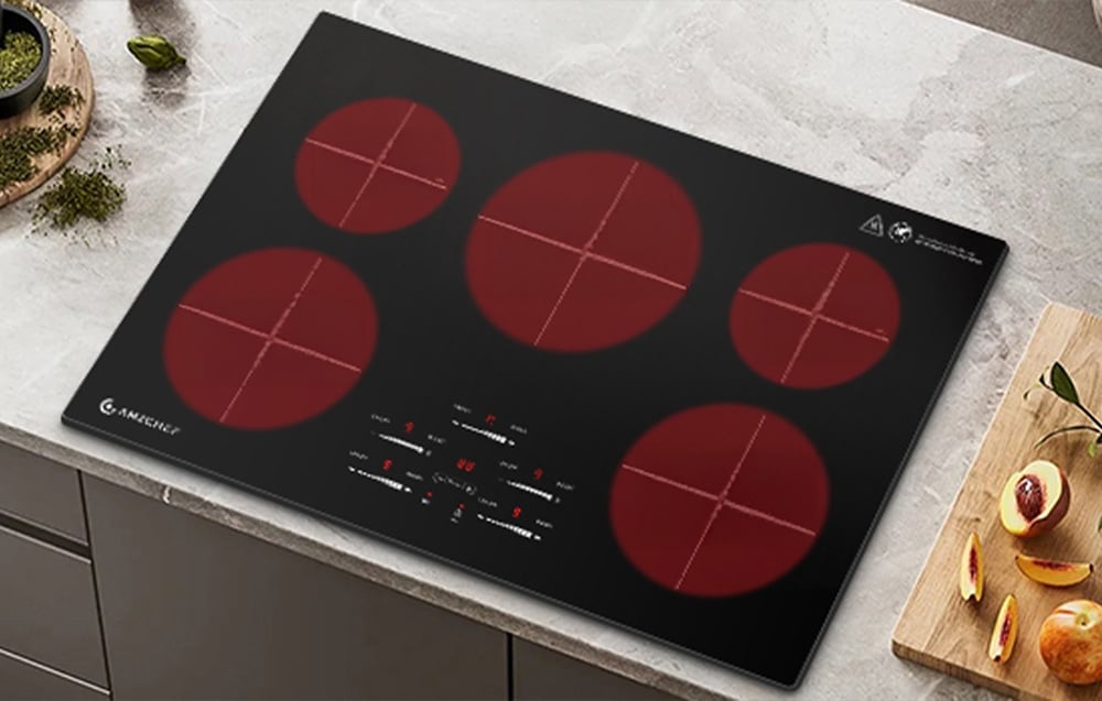 Kaitlentė AMZCHEF CE-FS-I95S-GFFDD0 5-zone induction cooktop aprašymas - Prekės nuotrauka