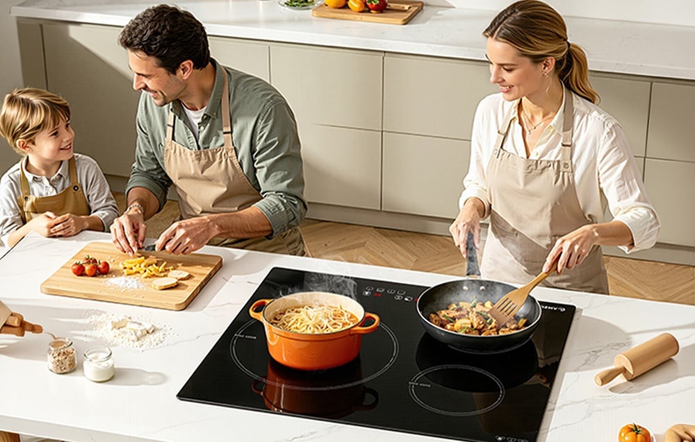 Kaitlentė AMZCHEF CE-T-74IB3xyzf-CS 3-zone induction cooktop aprašymas - Prekės nuotrauka