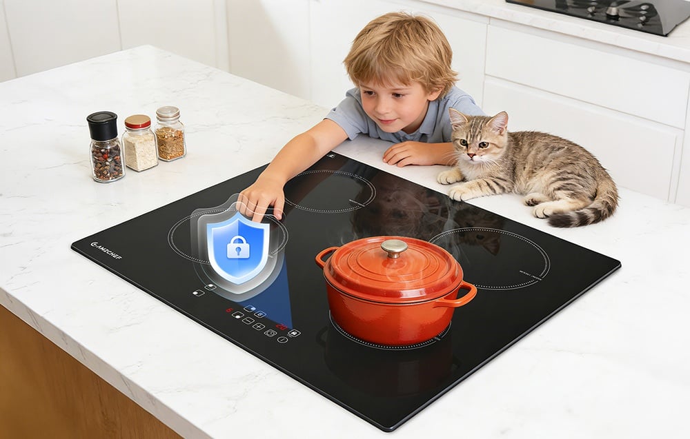 Kaitlentė AMZCHEF CE-T-74IB4xyzf-CS 4-Zone Induction Cooktop aprašymas - Prekės nuotrauka