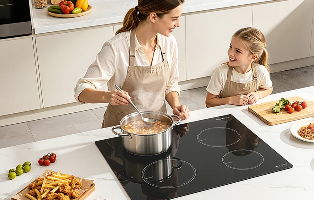 Kaitlentė AMZCHEF CE-T-74IB4xyzf-CS 4-Zone Induction Cooktop aprašymas - Prekės nuotrauka