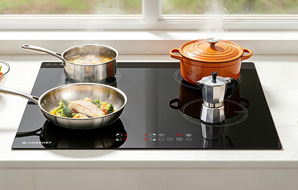 Kaitlentė AMZCHEF CE-T-74IB4xyzf-CS 4-Zone Induction Cooktop aprašymas - Prekės nuotrauka