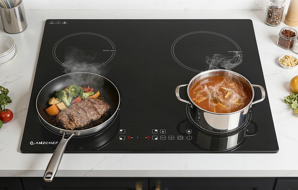 Kaitlentė AMZCHEF CE-T-74IB4xyzf-CS 4-Zone Induction Cooktop aprašymas - Prekės nuotrauka