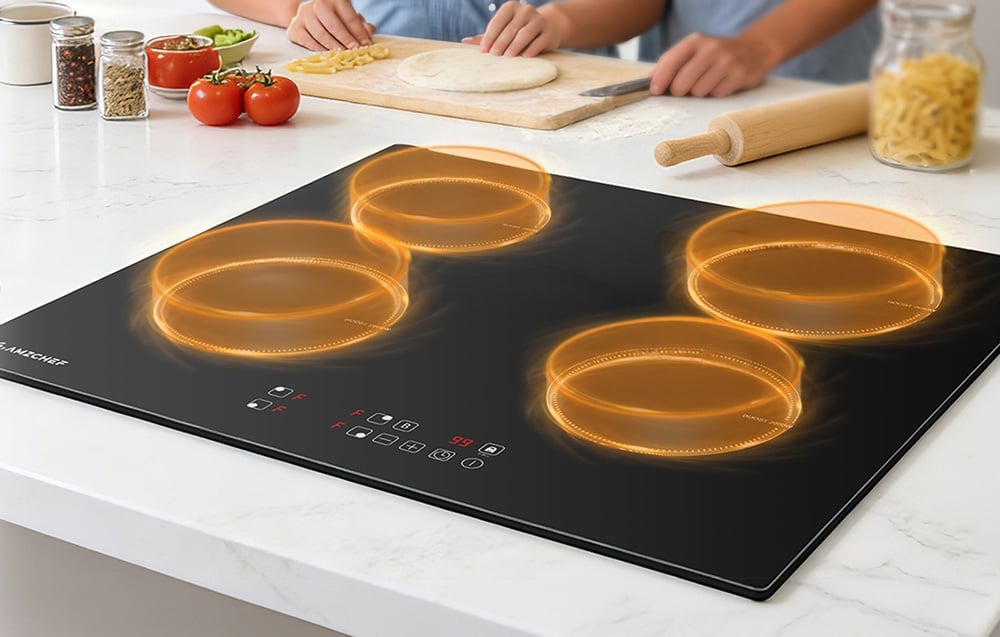 Kaitlentė AMZCHEF CE-T-74IB4xyzf-CS 4-Zone Induction Cooktop aprašymas - Prekės nuotrauka