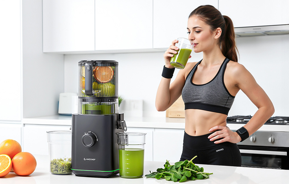 Sulčiaspaudė AMZCHEF CE-ZM1919 Slow Juicer (Juodas) aprašymas - Prekės nuotrauka