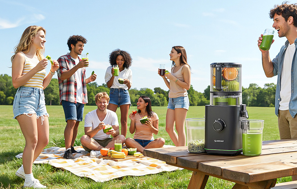 Sulčiaspaudė AMZCHEF CE-ZM1919 Slow Juicer (Juodas) aprašymas - Prekės nuotrauka