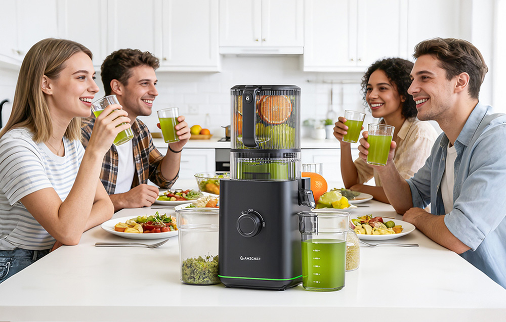 Sulčiaspaudė AMZCHEF CE-ZM1919 Slow Juicer (Juodas) aprašymas - Prekės nuotrauka