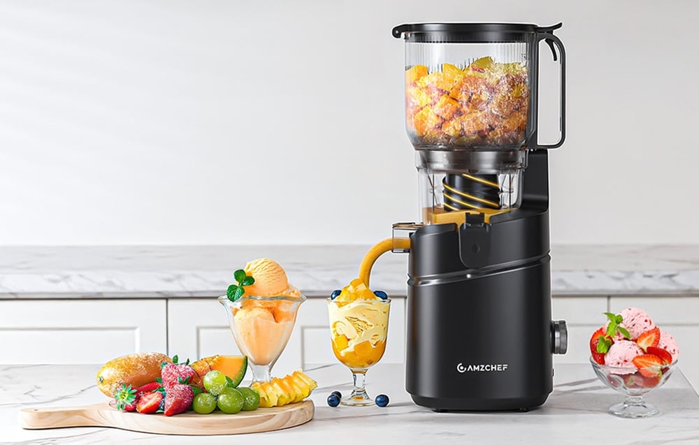 Sulčiaspaudė AMZCHEF SJ-036CBK Slow Juicer (Juodas) aprašymas - Prekės nuotrauka Sulčiaspaudė AMZCHEF SJ-036CBK Slow Juicer (Juodas) aprašymas - Prekės nuotrauka