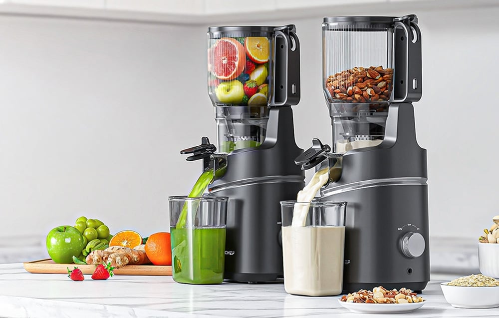 Sulčiaspaudė AMZCHEF SJ-036CBK Slow Juicer (Juodas) aprašymas - Prekės nuotrauka Sulčiaspaudė AMZCHEF SJ-036CBK Slow Juicer (Juodas) aprašymas - Prekės nuotrauka