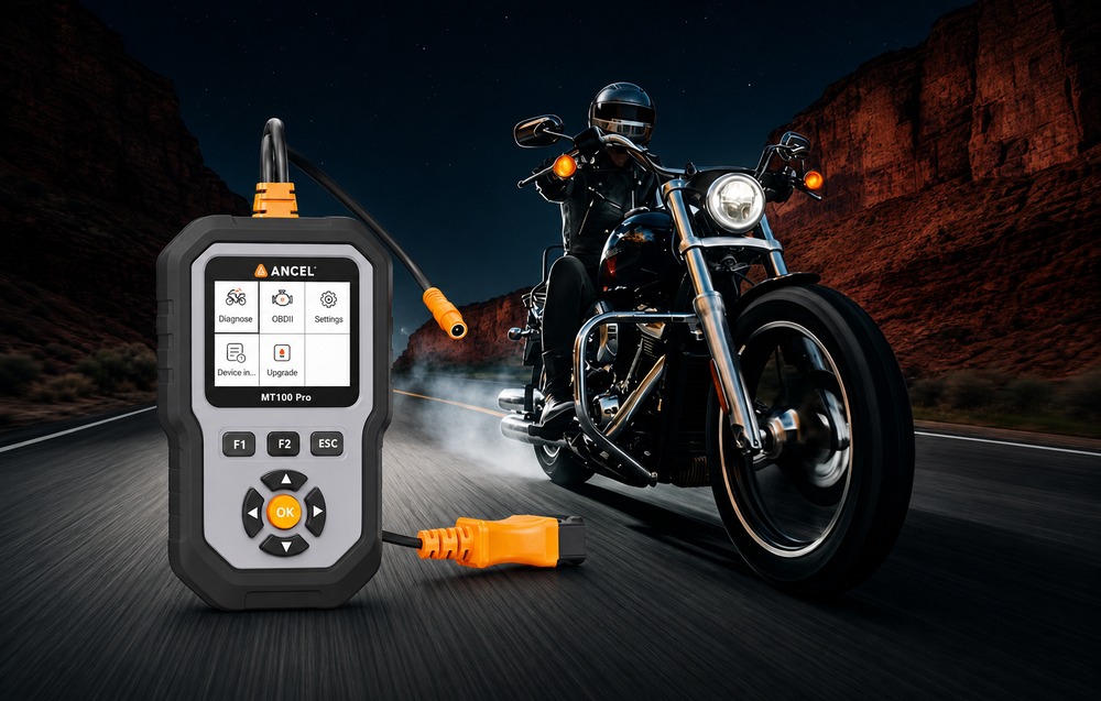 Motociklų Diagnostikos Skaitytuvas - ANCEL MT100 PRO, Skirtas Hero Honda Kymco Suzuki Sym Yamaha, ABS OBDII USB, 8–18 V DC aprašymas - Prekės nuotrauka
