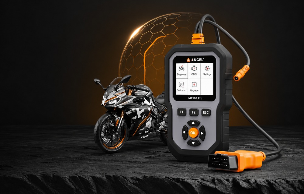 Motociklų Diagnostikos Skaitytuvas - ANCEL MT100 PRO, Skirtas Hero Honda Kymco Suzuki Sym Yamaha, ABS OBDII USB, 8–18 V DC aprašymas - Prekės nuotrauka