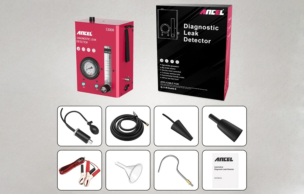 Ancel S3000 diagnostic leak detector aprašymas - Prekės nuotrauka Ancel S3000 diagnostic leak detector aprašymas - Prekės nuotrauka