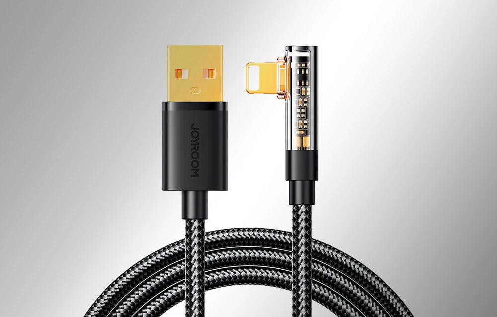 Kampinis kabelis prie USB-A / Lightning / 1.2 m Joyroom S-UL012A6 (juodas) aprašymas - Prekės nuotrauka Kampinis kabelis prie USB-A / Lightning / 1.2 m Joyroom S-UL012A6 (juodas) aprašymas - Prekės nuotrauka