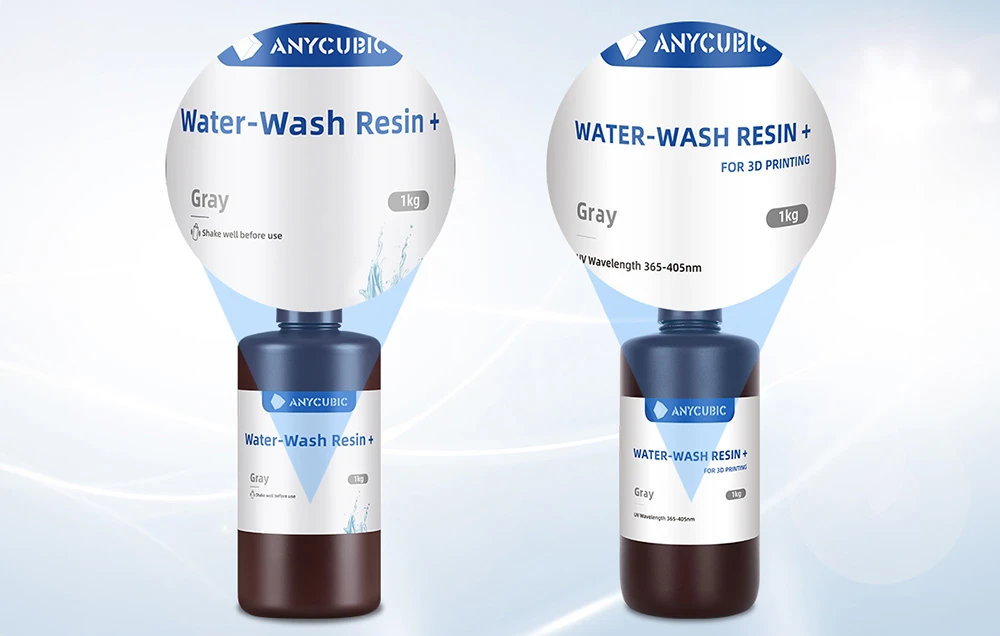 Anycubic - vandeniu plaunama derva + - 1kg Pilkas aprašymas - Prekės nuotrauka