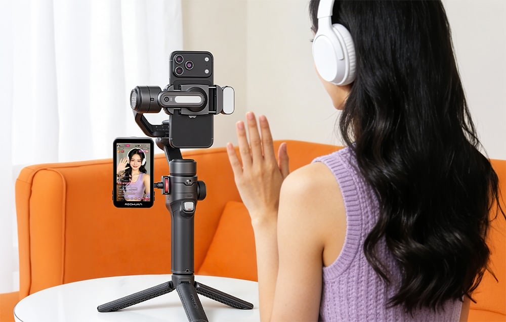 AOCHUAN S3 Gimbal with Additional Screen (Juodas) aprašymas - Prekės nuotrauka