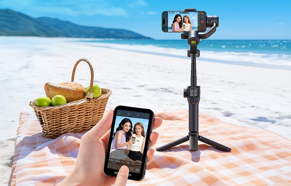 AOCHUAN S3 Gimbal with Additional Screen (Juodas) aprašymas - Prekės nuotrauka