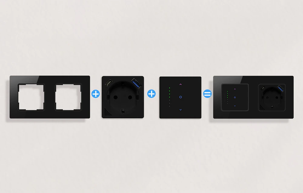 Avatto 2 Socket TS20 light switch frame (juodas) aprašymas - Prekės nuotrauka