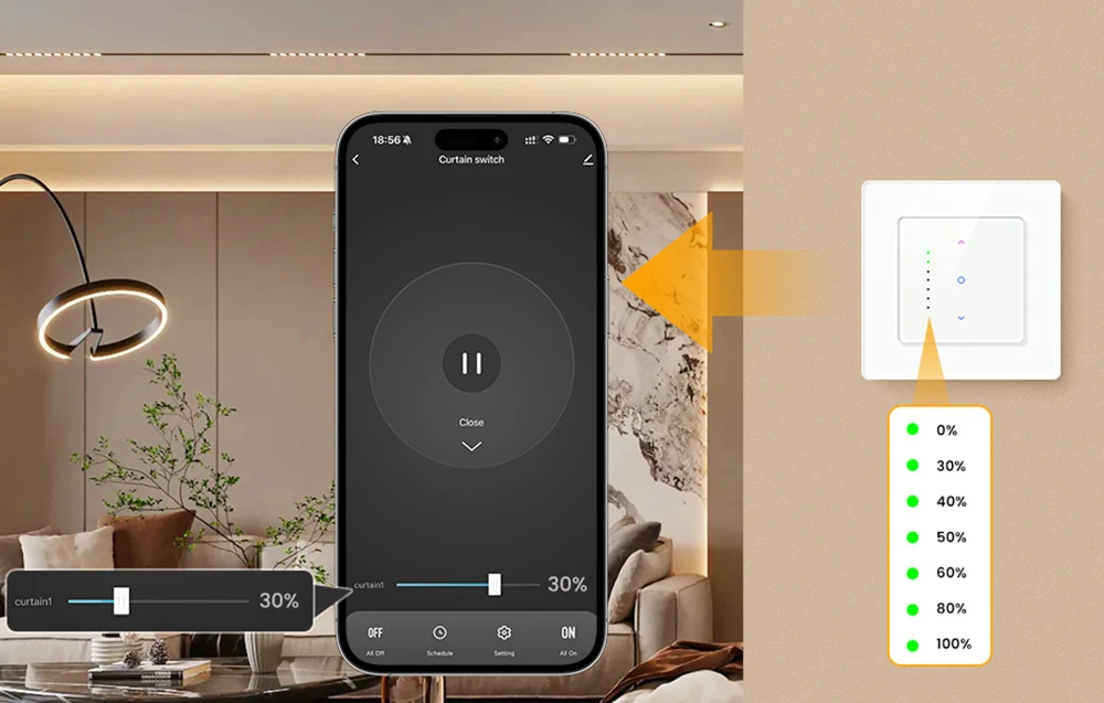 Avatto CS20-EU-W jutiklinis išmanusis WiFi roletų jungiklis aprašymas - Prekės nuotrauka Avatto CS20-EU-W jutiklinis išmanusis WiFi roletų jungiklis aprašymas - Prekės nuotrauka