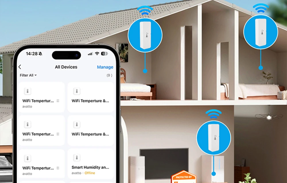„Avatto WHS10“ išmanusis „WiFi“ temperatūros ir drėgmės jutiklis aprašymas - Prekės nuotrauka