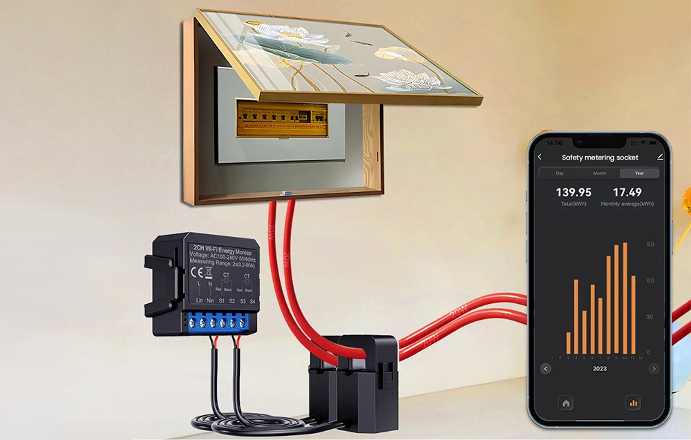 Avatto WiFi WPM16-2 smart bi-directional energy meter aprašymas - Prekės nuotrauka