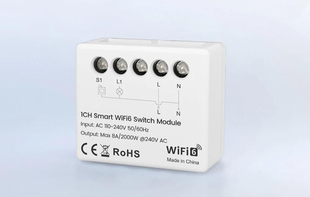 Avatto Išmani relė Wi-Fi 6, 230Vac, 8A, MINI, su energijos matavimu, TUYA / Smart Life aprašymas - Prekės nuotrauka